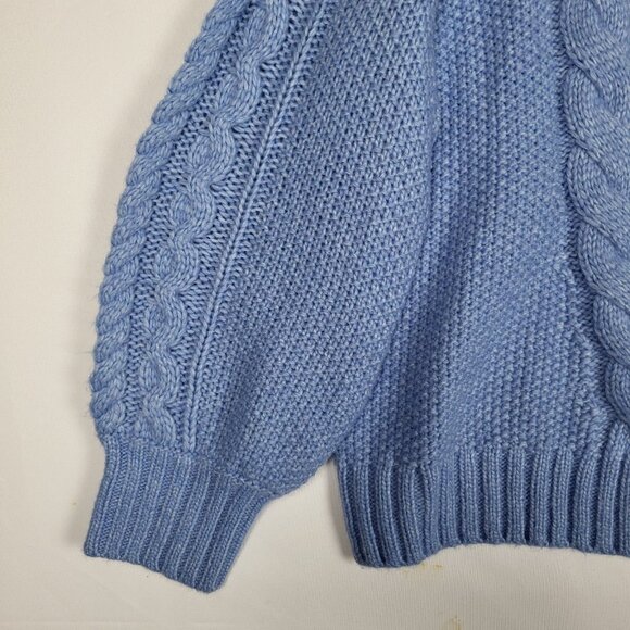 Talbots Wool Blend Sweater Women's 3X Petite Blue Cable Knit Balloon Sleeves New - Picture 4 of 8